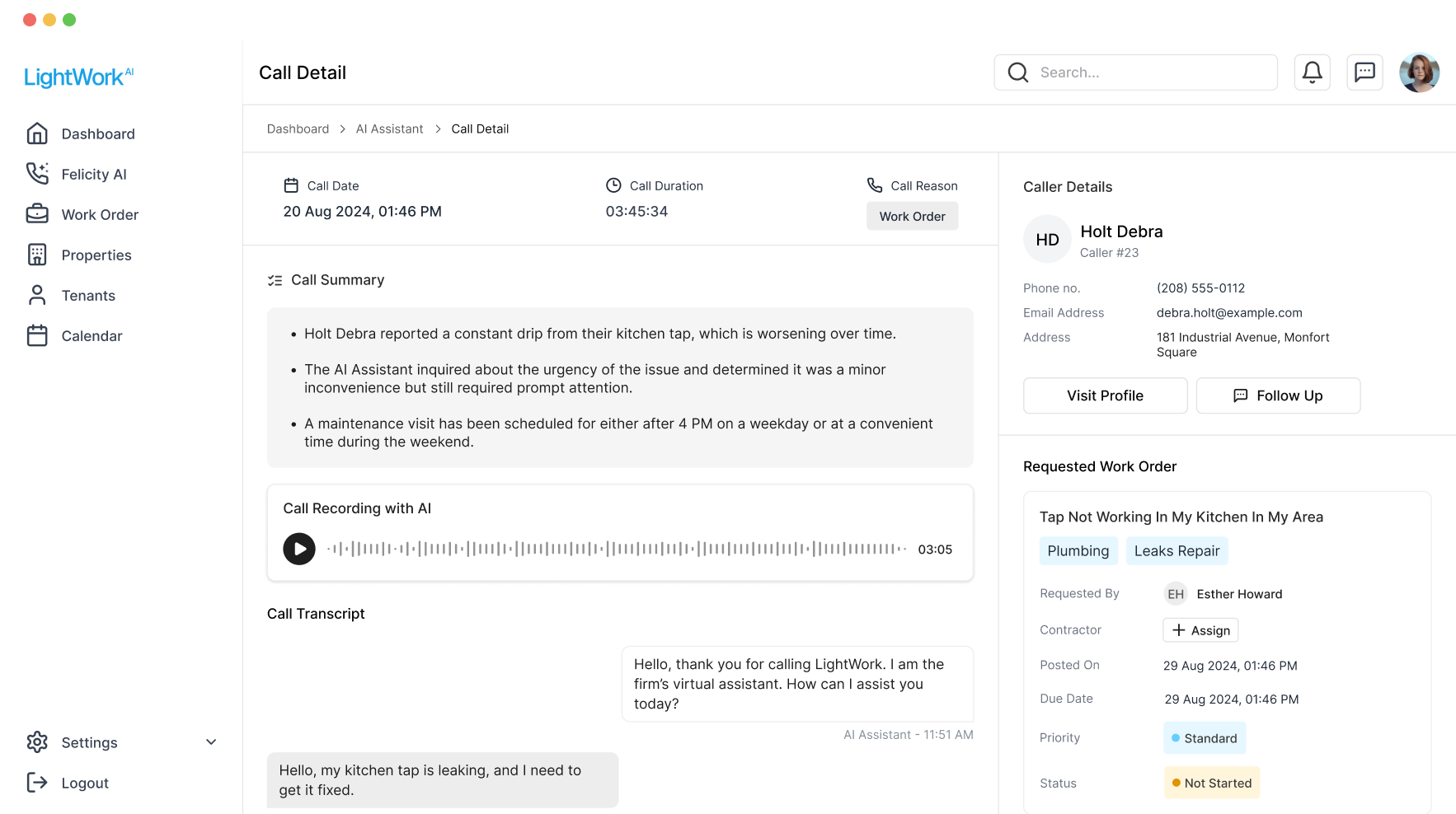 Lightwork AI — Property management AI platform interface screenshot